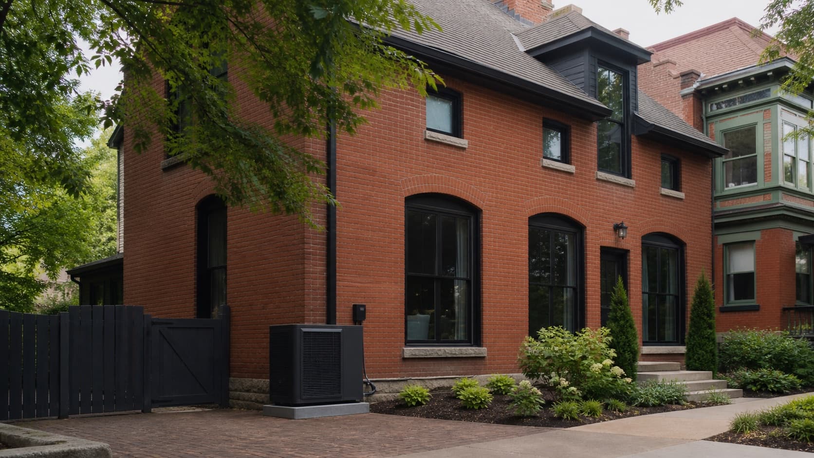 Representative historic red-brick St. Paul residence with an air-source heat pump